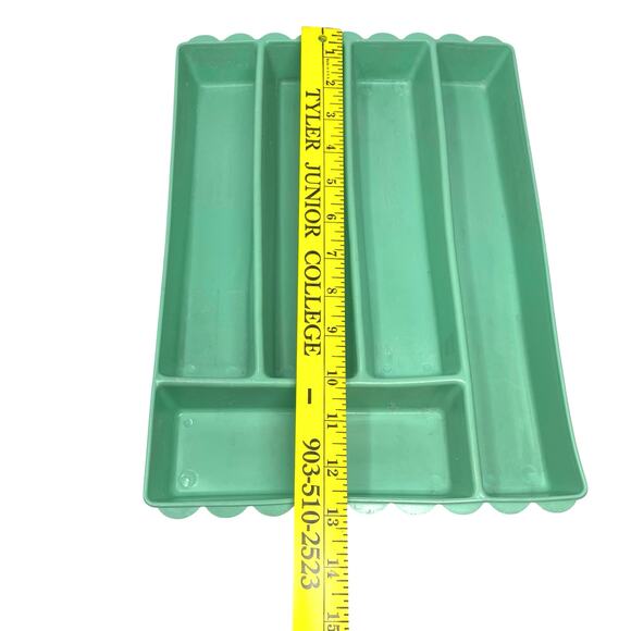 Blisscraft of Hollywood Vintage Drawer Organizer Green Molded Plastic Scalloped - Picture 8 of 15